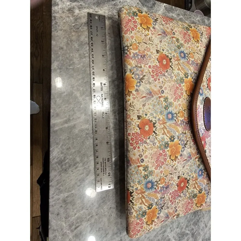 Soie & Cuir‎ Made In Italy V&V Clutch Handbag Beautiful Leather Accents Floral
